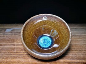 茶沫釉回蓝仿古胎 首批非遗传承人~吴立勇师傅新品 8.5肚大9.1高5.5