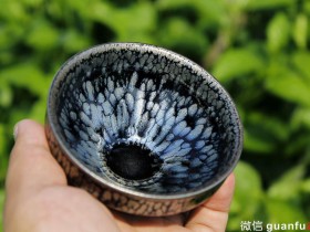 陈乃文师傅 纯手工 油滴束口盞 8.6公分