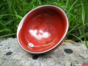 孙莉柿红盏 口径:9.0  高:5.2