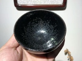 华御 非遗传承人华御建盏—陈春华老师 经典款 黑底银斑 复古油滴 钵型 9口