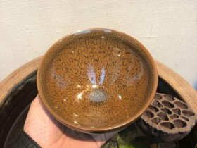 大束口 鹧鸪斑 带釉泪  陈大鹏老师作品  口径:13.5高:8