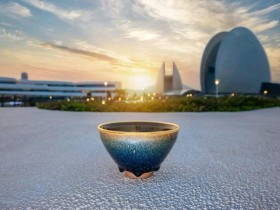 吴兴乾老师柴烧押窑兔毫作品鉴赏,纯金包口